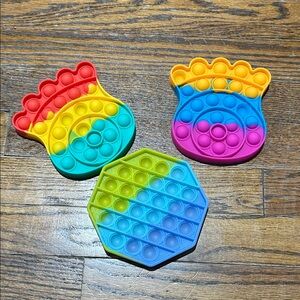 Rainbow Pop Fidget Toy Trio - Colorful Sensory Push Bubble Set for Kids